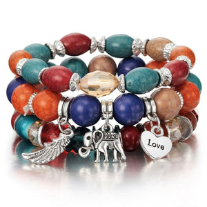 3-4pcs/set Fashion Boho Bracelets & Bangles Women Stone Beaded Bracelet Set With Colorful Gem Long Wrap Bracelet for Women